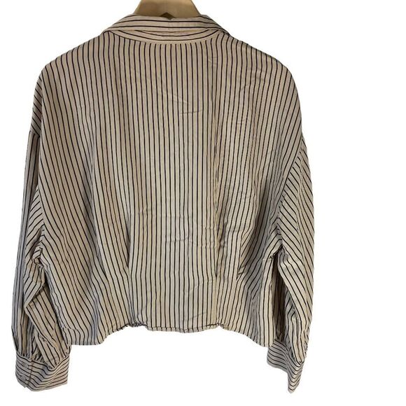 Zara TRF Cream/Black Fitted Button Down Blouse Sz XL - Picture 3 of 9